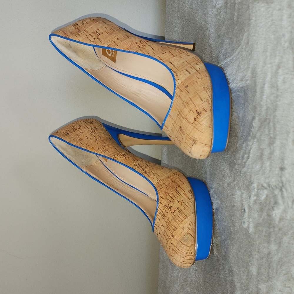 Dolce Vita Cork and Blue Patent high heels size 9.5